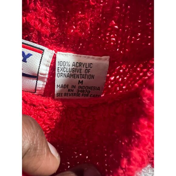 Kansas City Chiefs Gameday Sweater Red Striped NFL Vintage Style Acrylic M - Picture 3 of 9